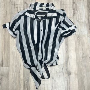 Black and White Striped Women's Top